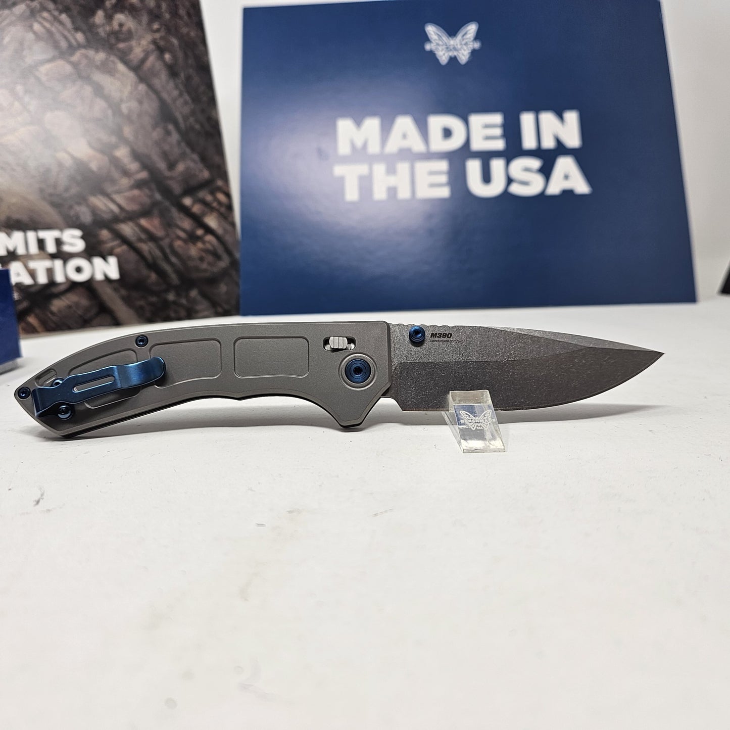 Benchmade 748 Narrows M390 Blade Gray 6AI-4V Titanium Handle 3.43" Axis Folding Knife
