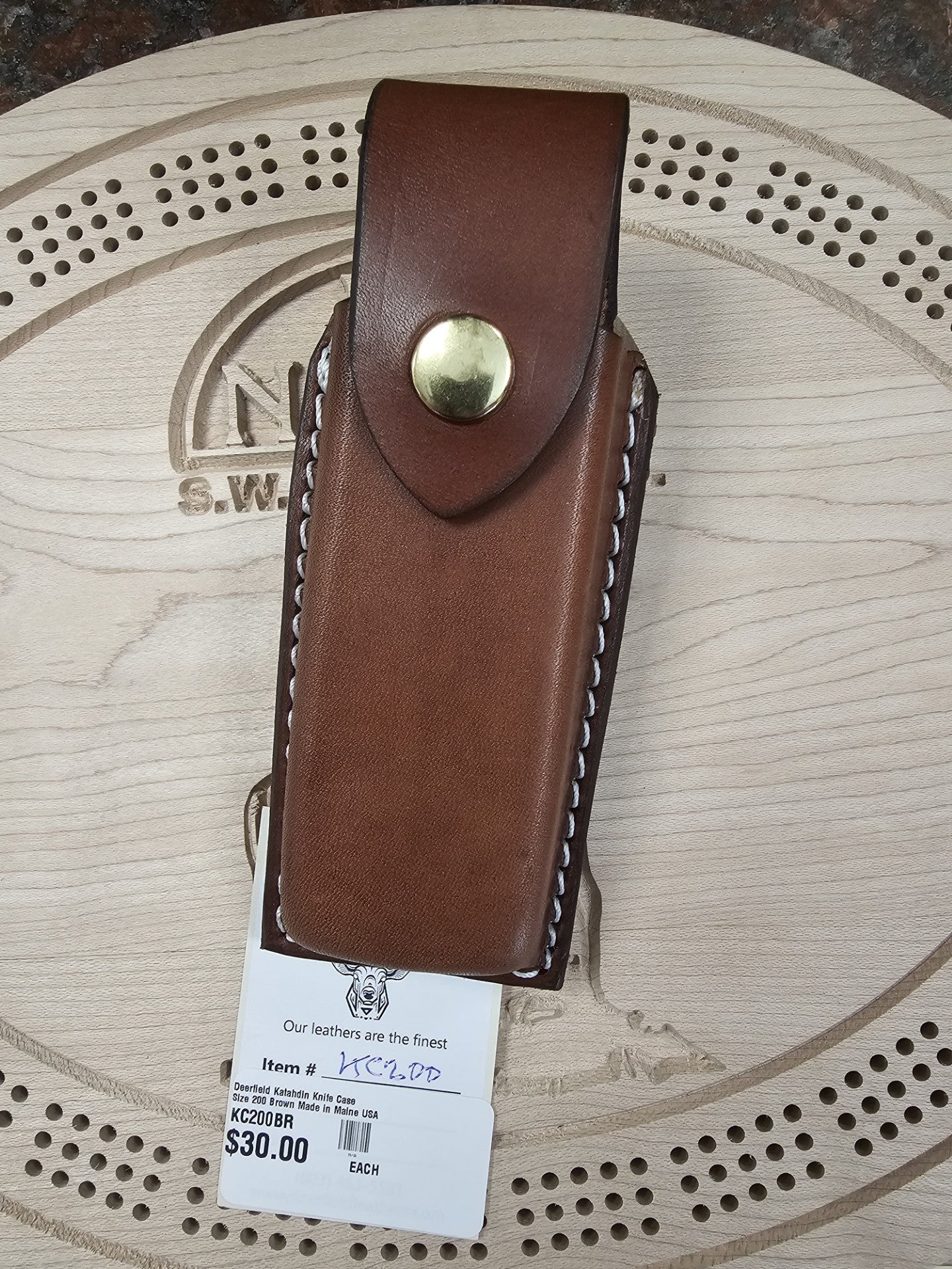 Deerfield Leathers Katahdin Knife Case Medium Brown Knife & Multitool Holster Made in Maine USA