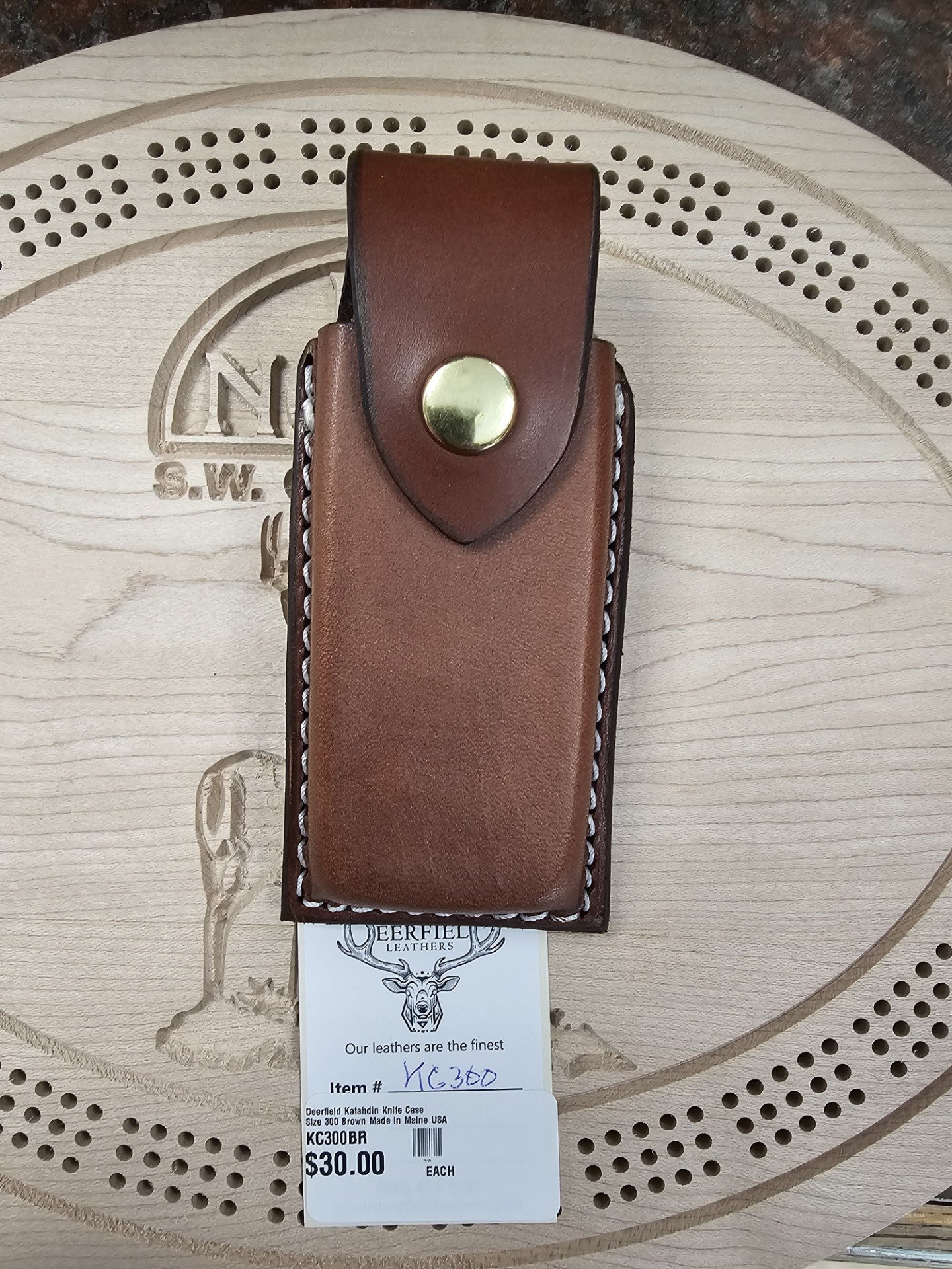 Deerfield Leathers Katahdin Knife Case Large Brown Knife & Multitool Holster Made in Maine USA