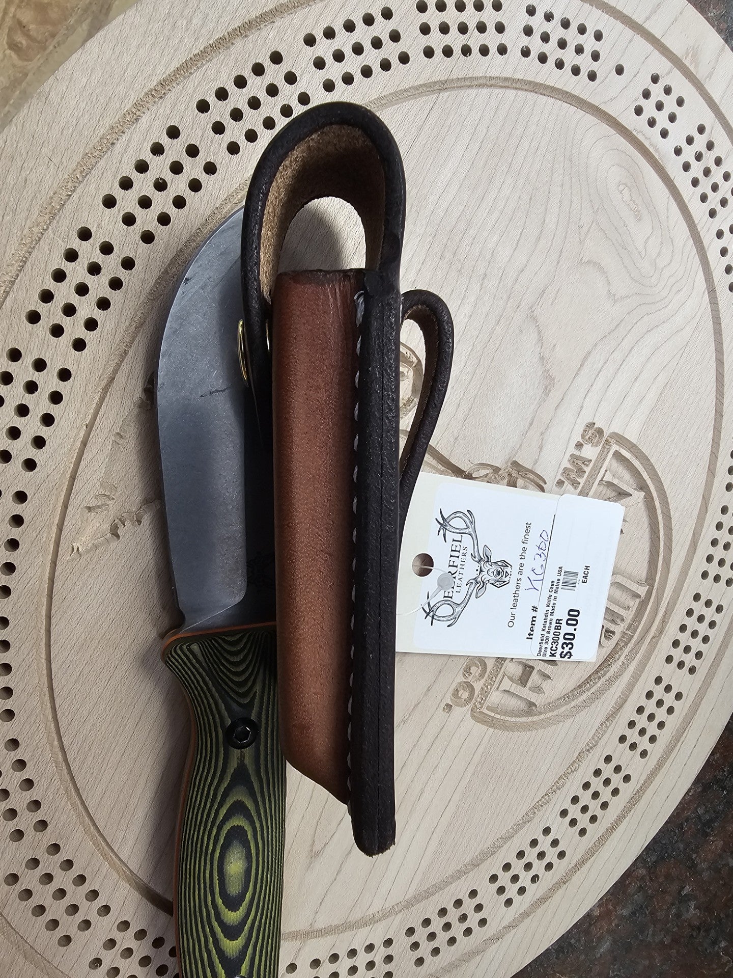 Deerfield Leathers Katahdin Knife Case Large Brown Knife & Multitool Holster Made in Maine USA