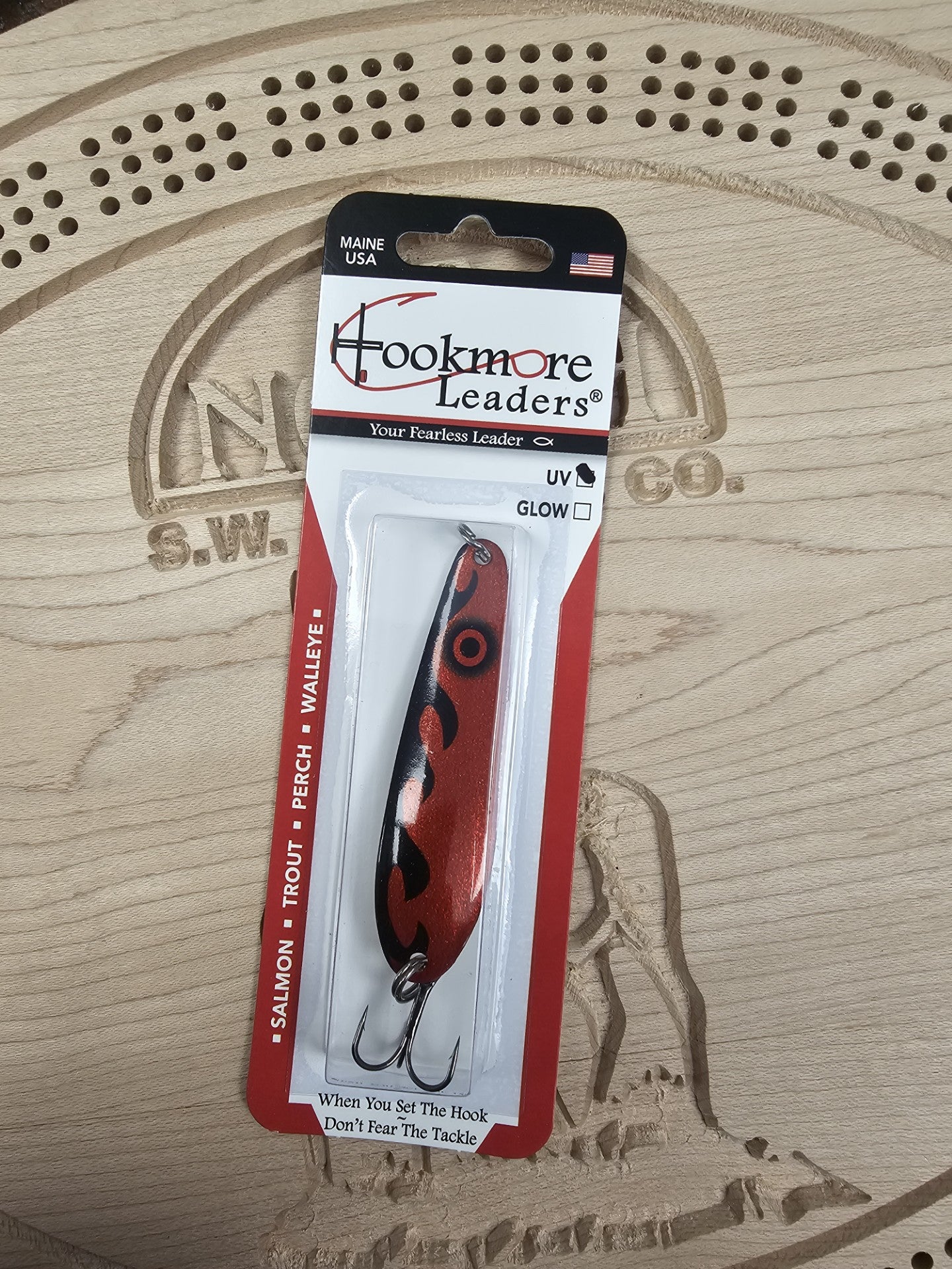 Hookmore Leaders Red Wiggler TS2-WGL-06 Casting & Trollling Spoon UV Size 6 Hook Made in Maine USA