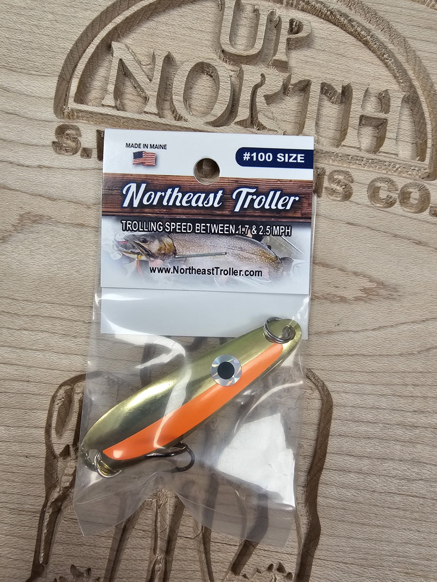 Northeast Troller Size 100 Brass & Orange Casting/Trolling Spoon Made in Maine USA
