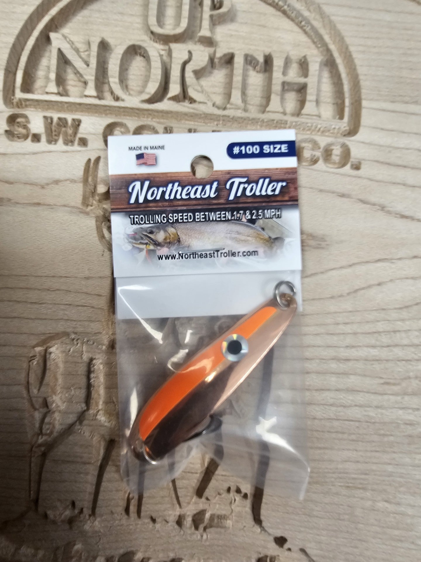 Northeast Troller Size 100 Copper & Orange Casting/Trolling Spoon Made in Maine USA