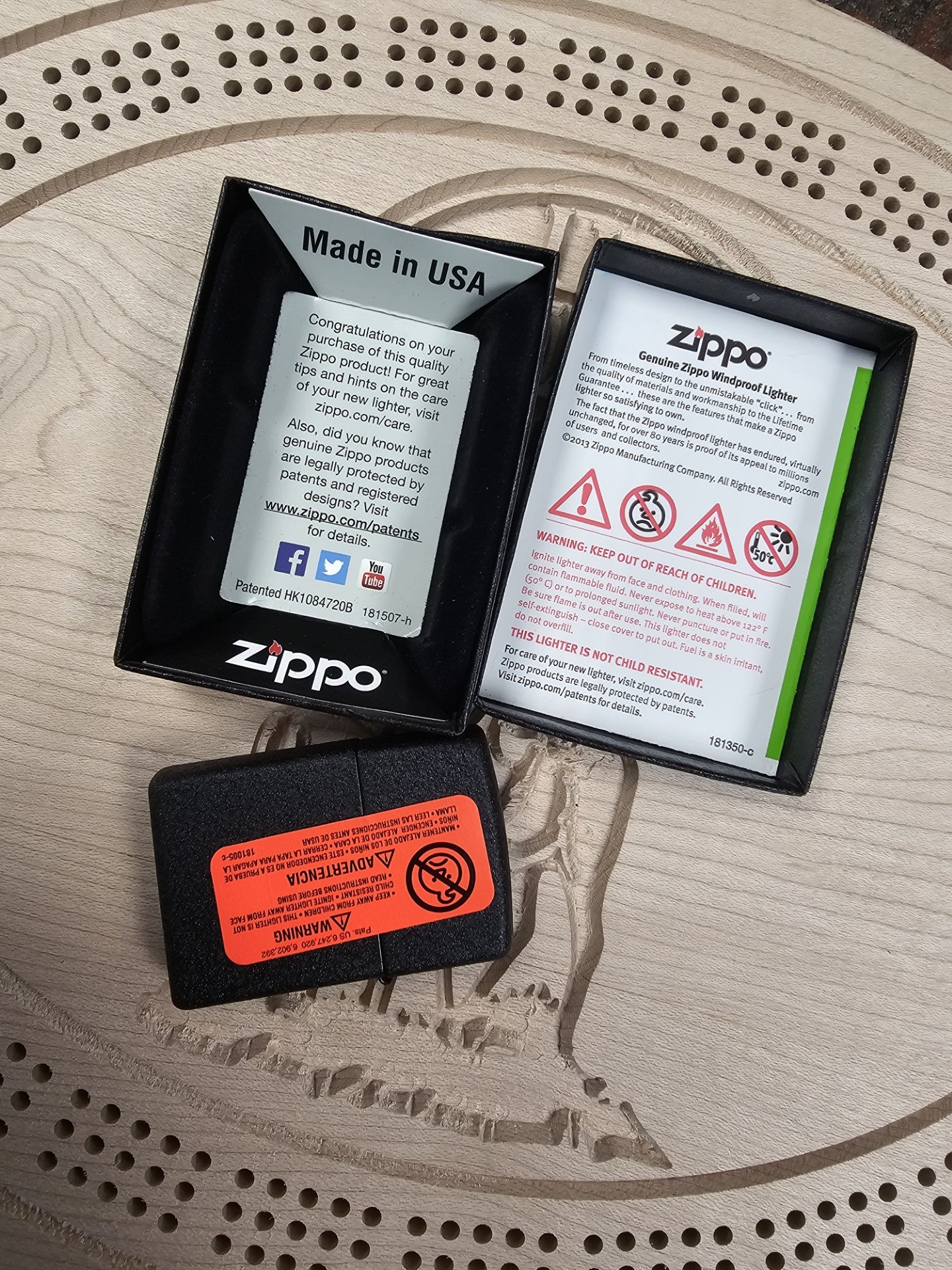 Zippo 236 Black Crackle Matte Black Pocket Lighter Made in USA