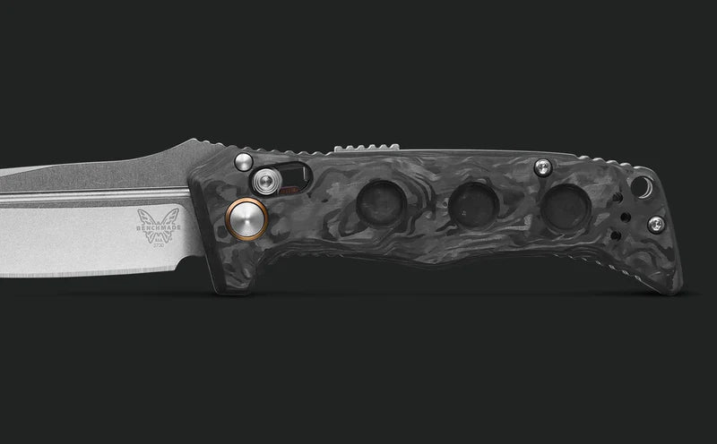 Benchmade 2730-03 Mini Auto Adamas CPM-MagnaCut Marbled Carbon Fiber Handle Folding Knife