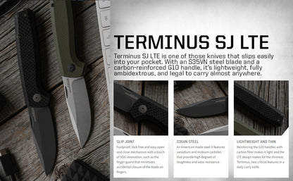 SOG Terminus SJ LTE CRYO CPM-S35VN Gold Blade Carbon Fiber Reinforced G10 Handle Pocket Knife