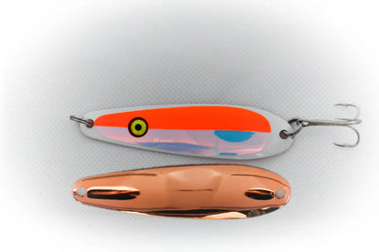 Northeast Troller Size 100 Orange Creamcicle UV Copper Back Casting/Trolling Spoon Made in Maine USA