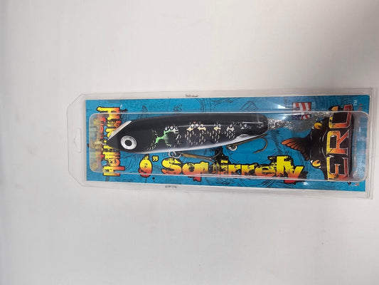HellHound ERC Squirrely Hell Hound 9" TW 6-05 Holo Black Shiner Silver Flash Tail Muskie Lure