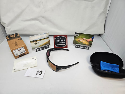 Costa Del Mar Diego Sunglasses Matte Black Frames Gold Mirror 580G Polarized