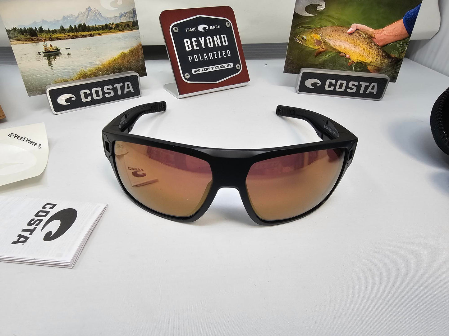 Costa Del Mar Diego Sunglasses Matte Black Frames Gold Mirror 580G Polarized