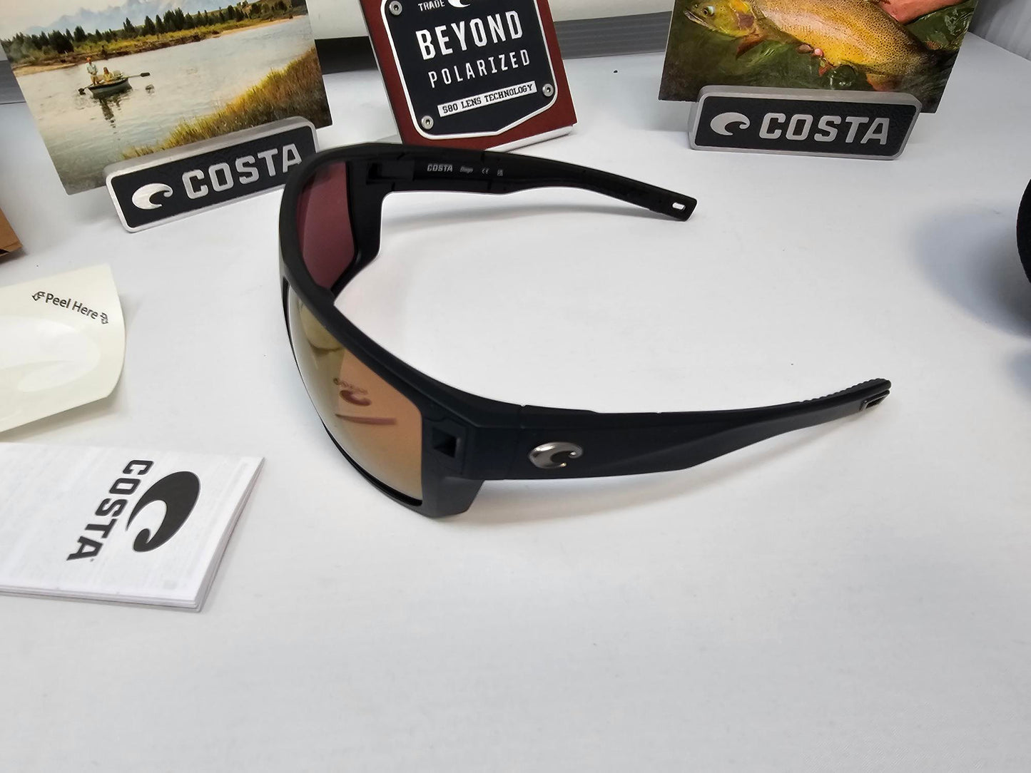 Costa Del Mar Diego Sunglasses Matte Black Frames Gold Mirror 580G Polarized