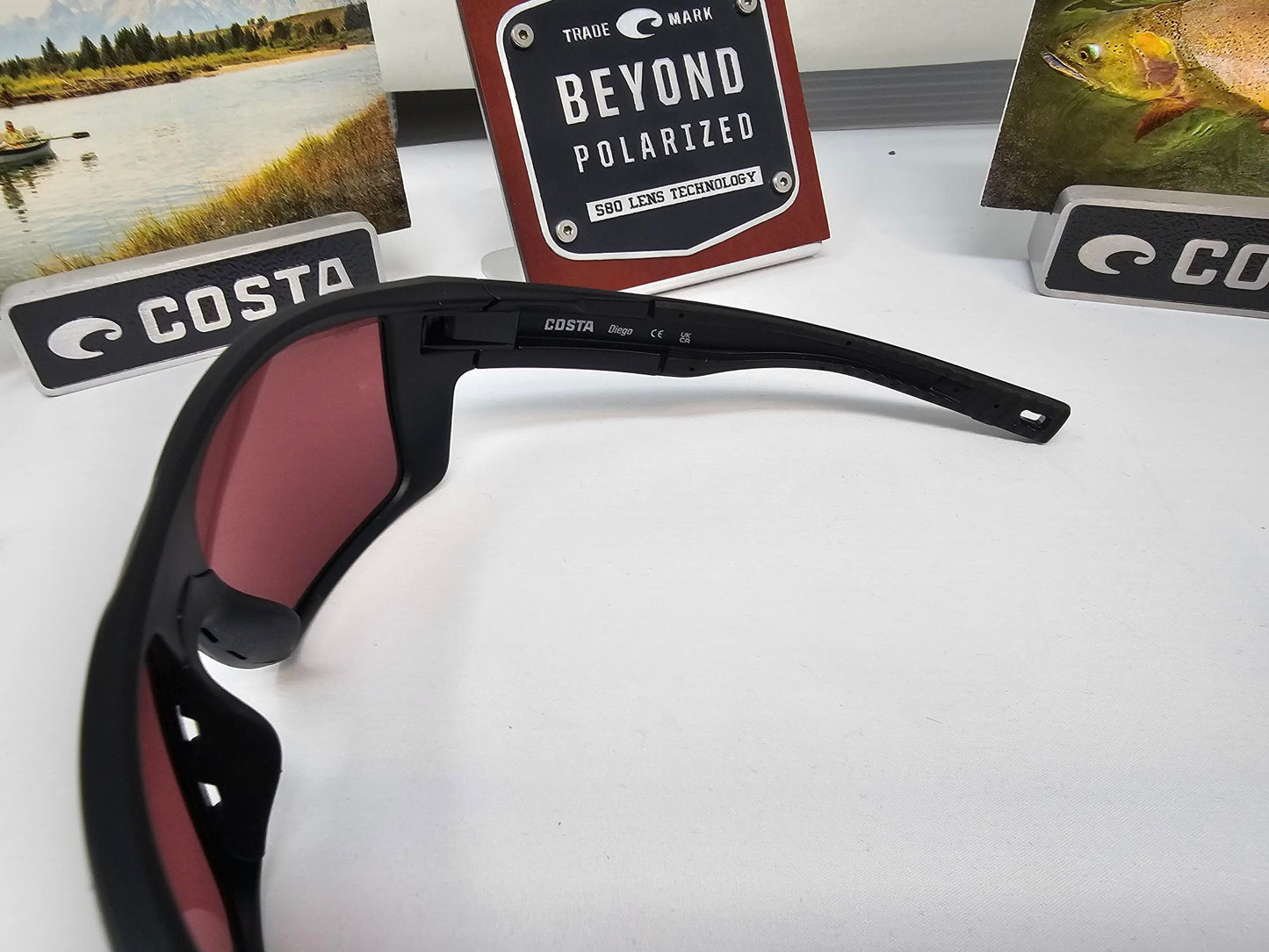 Costa Del Mar Diego Sunglasses Matte Black Frames Gold Mirror 580G Polarized