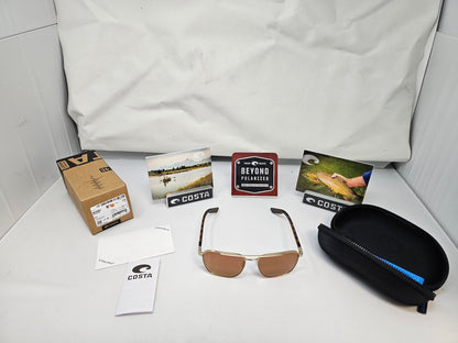 Costa Del Mar Wader Sunglasses Gold Frame Gold Mirror 580G Polarized Lenses