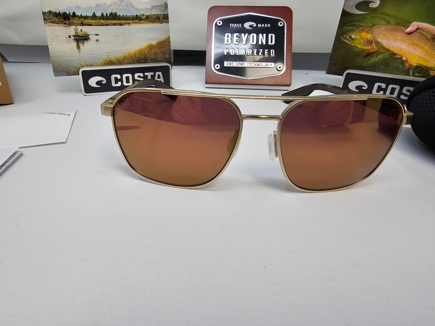 Costa Del Mar Wader Sunglasses Gold Frame Gold Mirror 580G Polarized Lenses