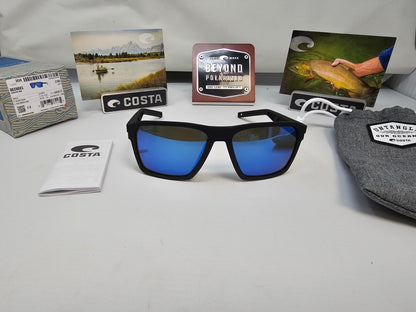Costa Del Mar Untangled Collection Antille 04G Sunglasses Matte Black Frames Blue Mirror 580G Polarized  USA