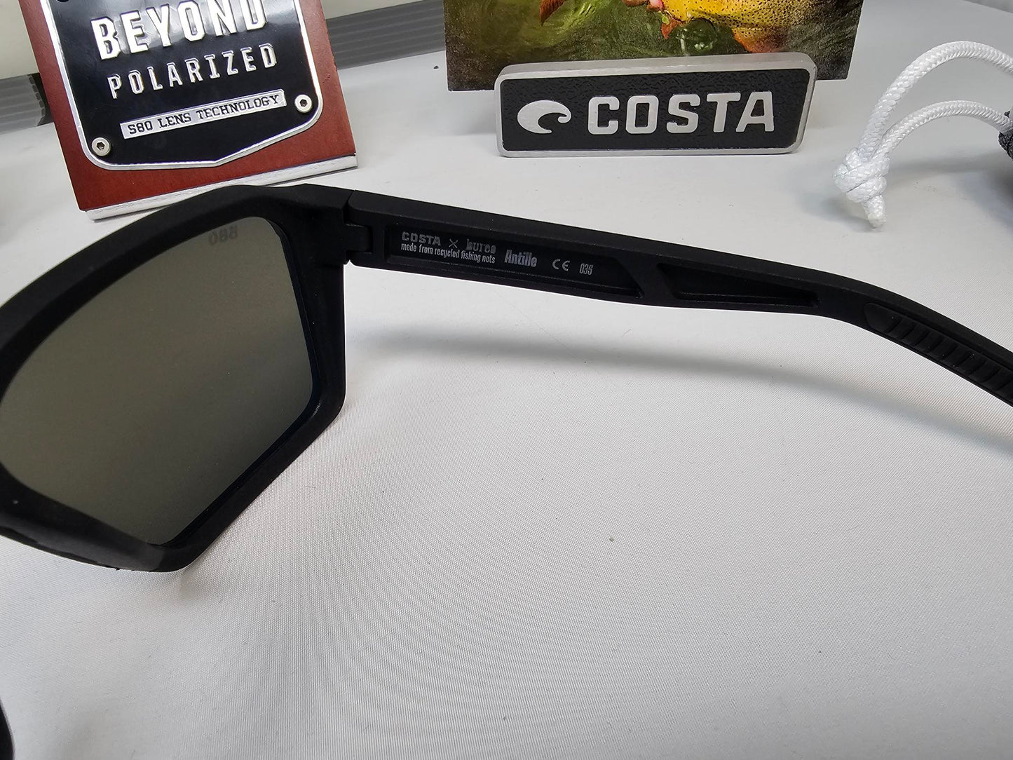 Costa Del Mar Untangled Collection Antille 04G Sunglasses Matte Black Frames Blue Mirror 580G Polarized  USA
