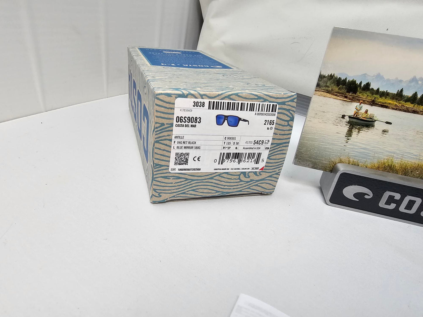 Costa Del Mar Untangled Collection Antille 04G Sunglasses Matte Black Frames Blue Mirror 580G Polarized  USA