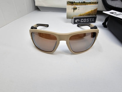 Costa Del Mar King Tide 8 Sunglasses Matte Sand Frames Copper Silver Mirror 580G Polarized