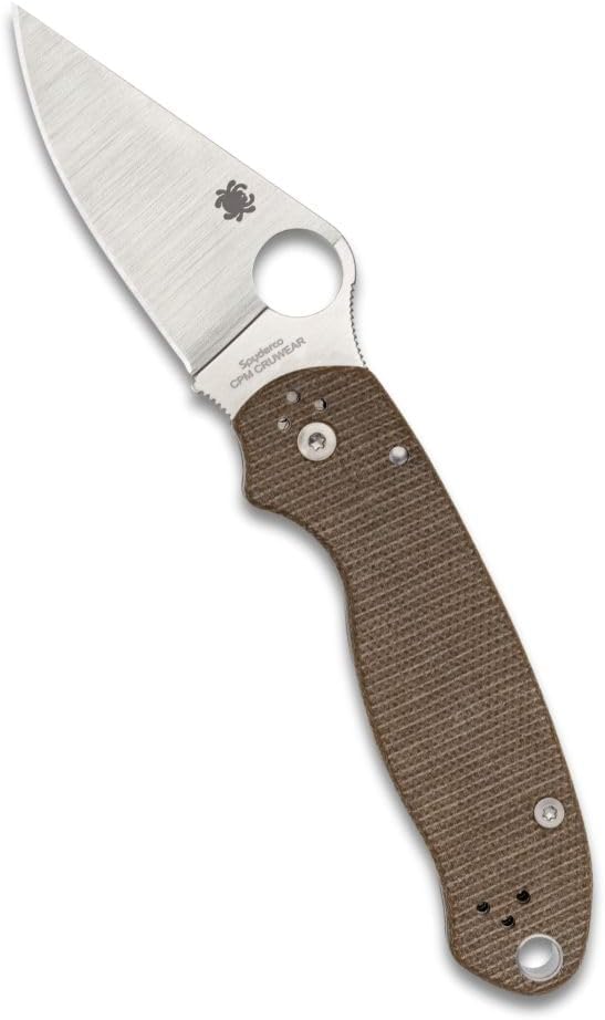 Spyderco Military 2 CPM-CruWear Brown Canvas Micarta Folding Knife C36MPCW2 USA Made Lifetime Warranty