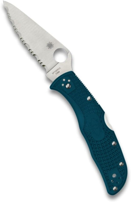 Spyderco Endela Lightweight K390 Blade SpyderEdge Blue FRN Handle Folding Knife C243FSK390 Japan Made Lifetime Warranty