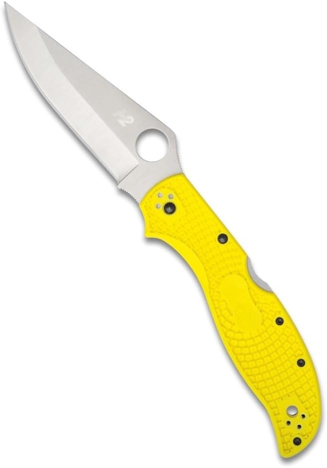 Spyderco Stretch 2 XL Lightweight SALT H2 Tool Steel Yellow FRN Folding Knife C258PYL Japan Made Lifetime Warranty