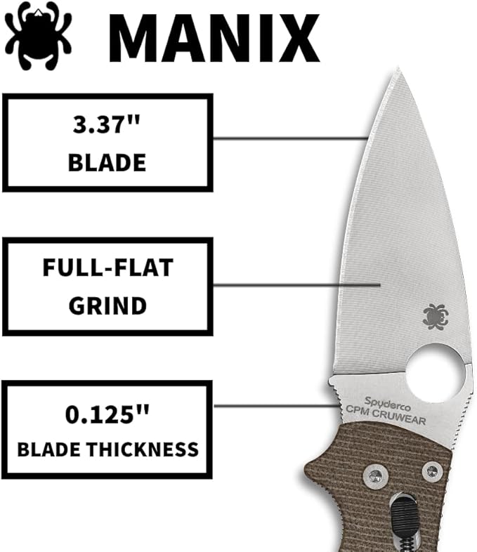 Spyderco Manix 2 CPM-CruWear Brown Canvis Micarta Knife C101MPCW2 USA Made Lifetime Warranty