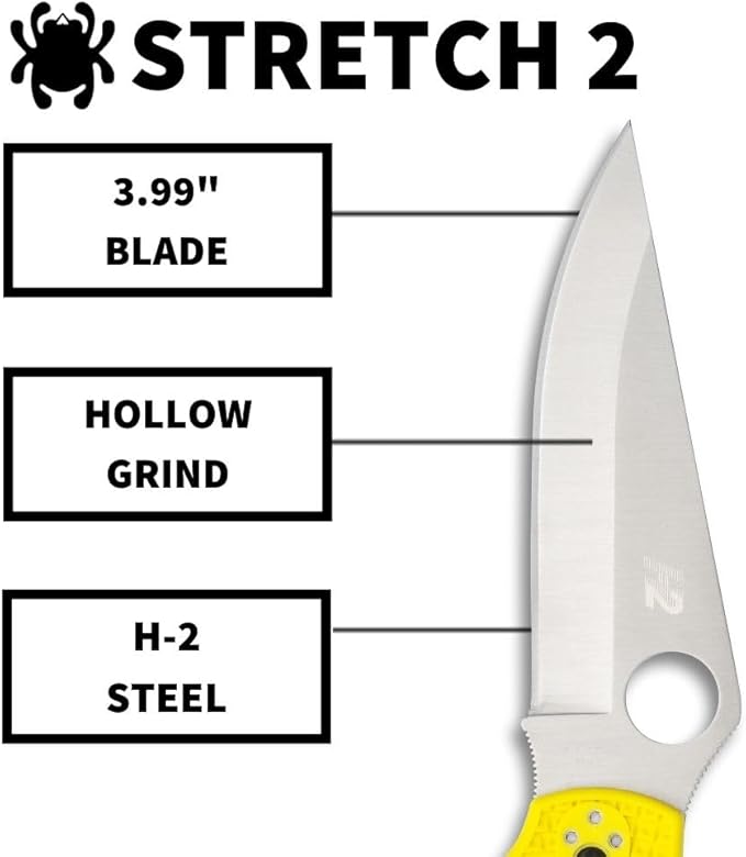 Spyderco Stretch 2 XL Lightweight SALT H2 Tool Steel Yellow FRN Folding Knife C258PYL Japan Made Lifetime Warranty