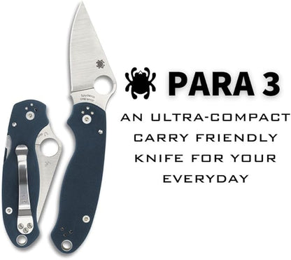 Spyderco Paramilitary 3 PM3 CPM SPY27 Cobalt Blue G10 Folding Knife C223GPCBL USA Made Lifetime Warranty
