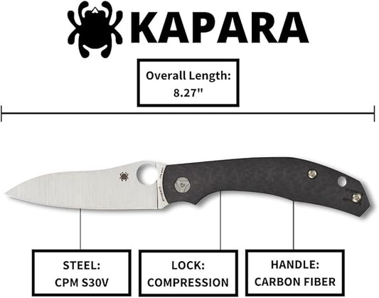 Spyderco Kapara CPM-S30V Carbon Fiber Knife C241CFP Taiwan Made Lifetime Warranty