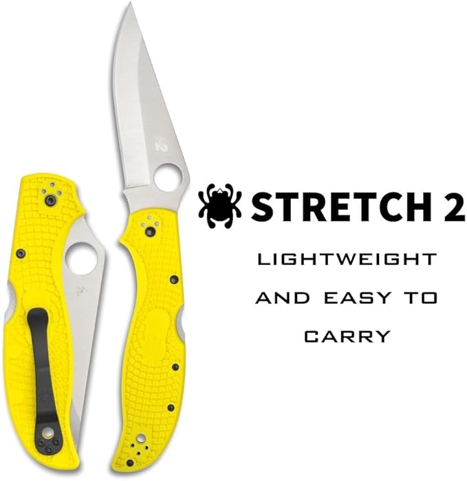 Spyderco Stretch 2 XL Lightweight SALT H2 Tool Steel Yellow FRN Folding Knife C258PYL Japan Made Lifetime Warranty