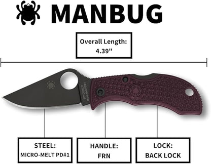 Spyderco Manbug Micro-Melt PD#1 Black Blade Sprint Run Folding Knife MBBGBKP Japan Made Lifetime Warranty