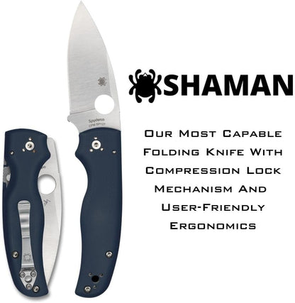 Spyderco Shaman CPM-SPY27 Blade Cobalt Blue G10 Handle Folding Knife C229GPCBL Lifetime Warranty