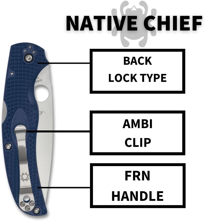 Spyderco Native Chief Lightweight CPM-S110V Blade Blue FRN Handle PlainEdge Folding Knife C244PDBL USA Made Lifetime Warranty