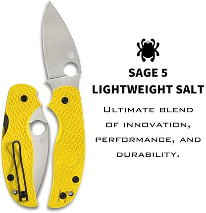 Spyderco Sage 5 Lightweight CPM MagnaCut Yellow FRN Folding Knife C123PYL Taiwan Made Lifetime Warranty
