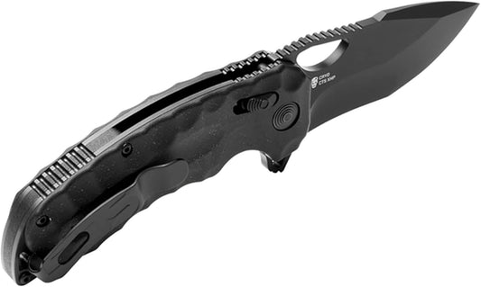 SOG Kiku XR LTE - Blackout (12-27-04-57) Quick Open Ambi Pocket Knife Linen Micarta Scales