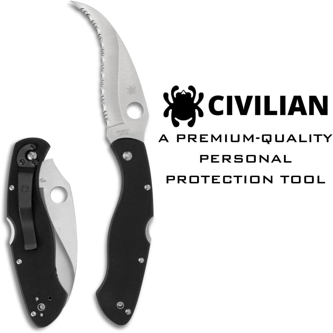 Spyderco Civilian C12GS VG-10 Black G-10 Serrated Japan SpyderEdge