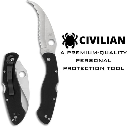 Spyderco Civilian C12GS VG-10 Black G-10 Serrated Japan SpyderEdge