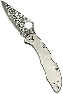 Spyderco Delica 4 Damascus Blade Titanium Handle Folding Knife C11TIPD USA Made Lifetime Warranty