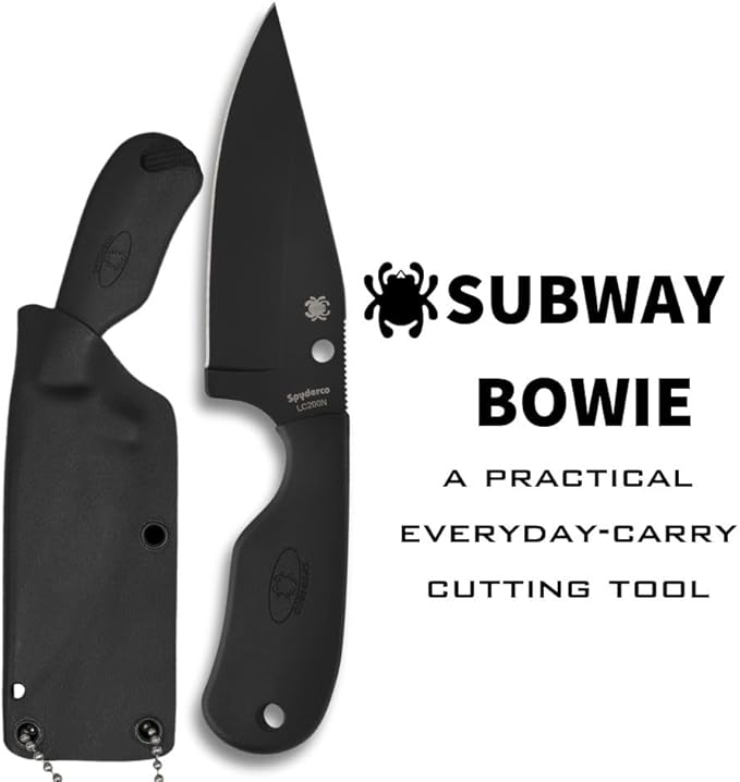 Spyderco Subway Bowie LC200N Black FRN Fixed Knife FB48PBBK Japan Made Lifetime Warranty