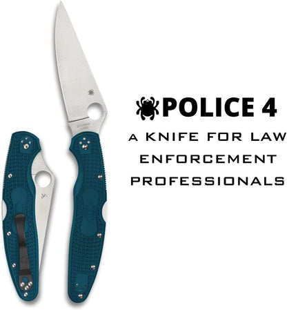 Spyderco Police 4 Lightweight K390 Blade Blue FRN Handle Knife C07FP4K390 Japan Made Lifetime Warranty