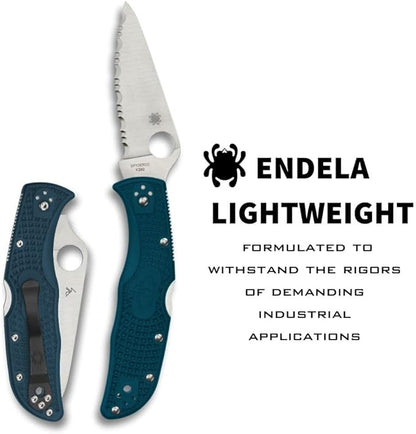 Spyderco Endela Lightweight K390 Blade SpyderEdge Blue FRN Handle Folding Knife C243FSK390 Japan Made Lifetime Warranty