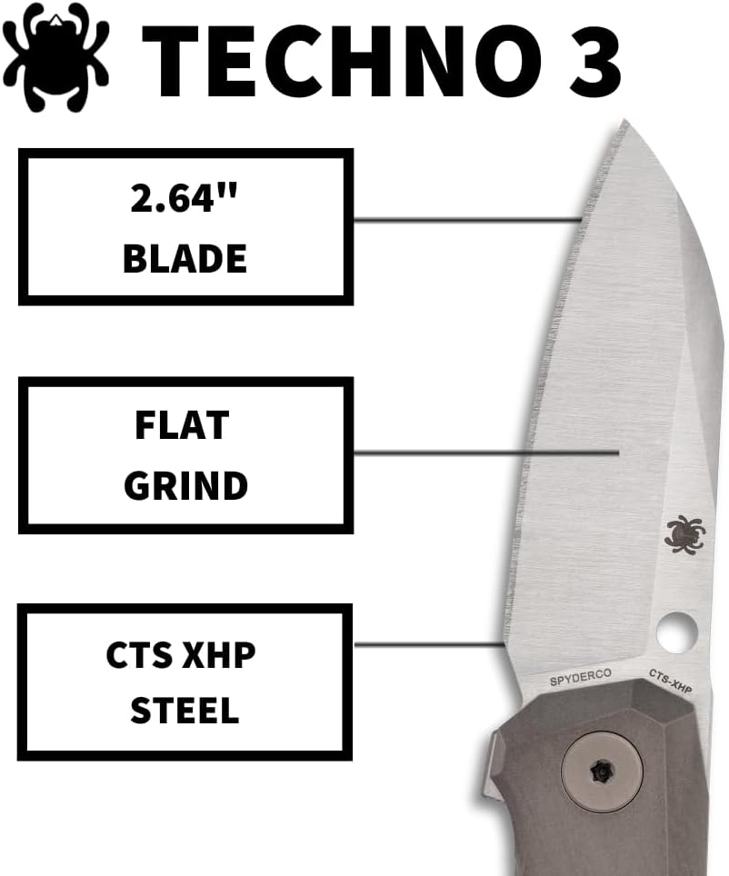 Spyderco Techno 3 CTS-XHP Titanium Knife C158TIP3 Italy Made Lifetime Warranty