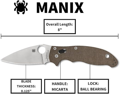 Spyderco Manix 2 CPM-CruWear Brown Canvis Micarta Knife C101MPCW2 USA Made Lifetime Warranty