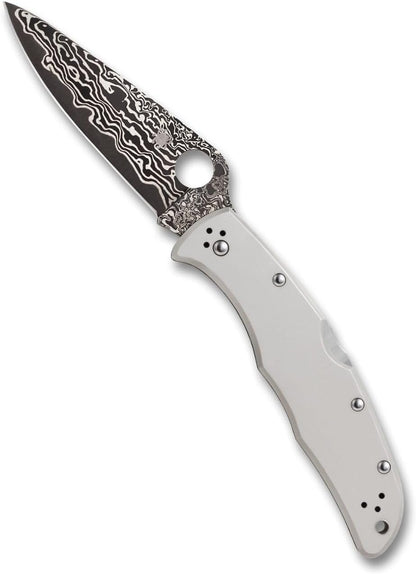 Spyderco Endura VG-10 Damascus Blade Plainedge Titanium Handle Folding Knife C10TIPD Japan Made Lifetime Warranty