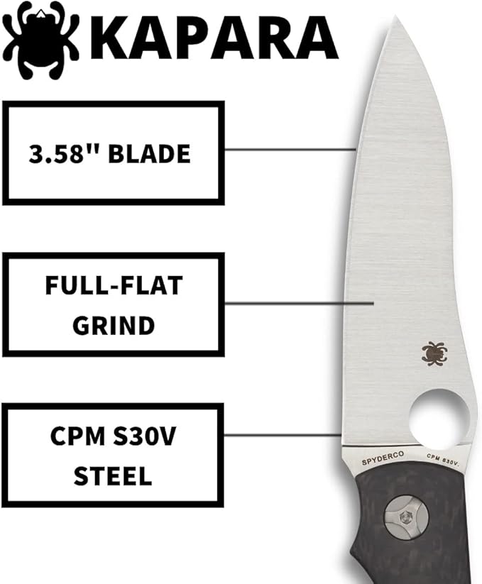 Spyderco Kapara CPM-S30V Carbon Fiber Knife C241CFP Taiwan Made Lifetime Warranty