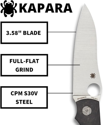 Spyderco Kapara CPM-S30V Carbon Fiber Knife C241CFP Taiwan Made Lifetime Warranty