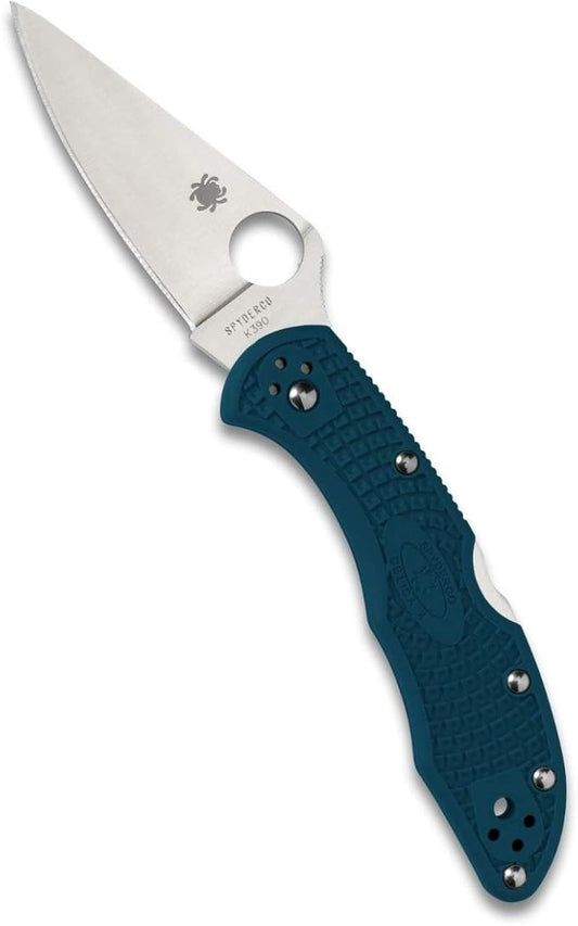 Spyderco Delica 4 Lightweight K390 Blue FRN Folding Knife C11FPK390 Lifetime Warranty