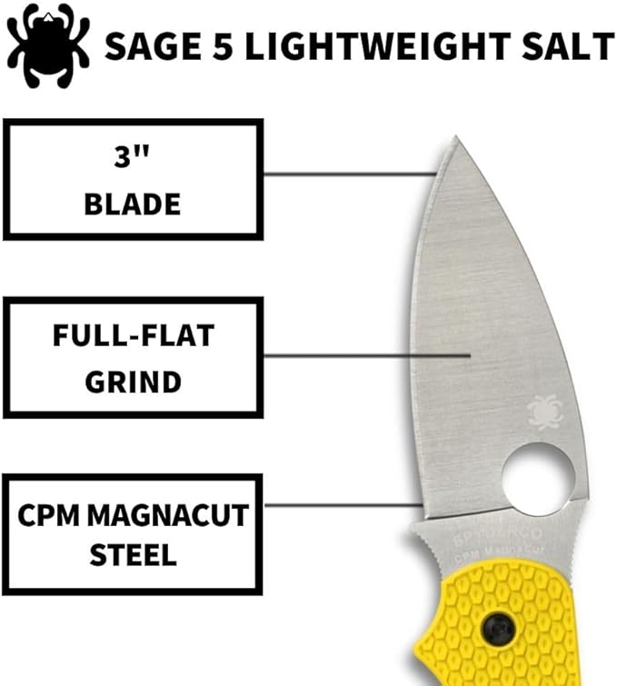 Spyderco Sage 5 Lightweight CPM MagnaCut Yellow FRN Folding Knife C123PYL Taiwan Made Lifetime Warranty