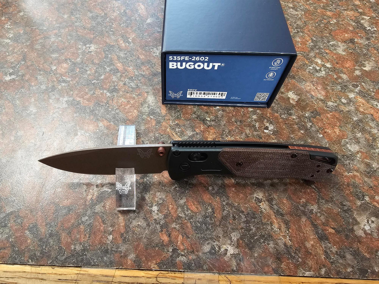 Benchmade 535FE-2602 Bugout CPM-S90V Blade Taiga Green Aluminum & Canvas Micarta Handle Folding Knife