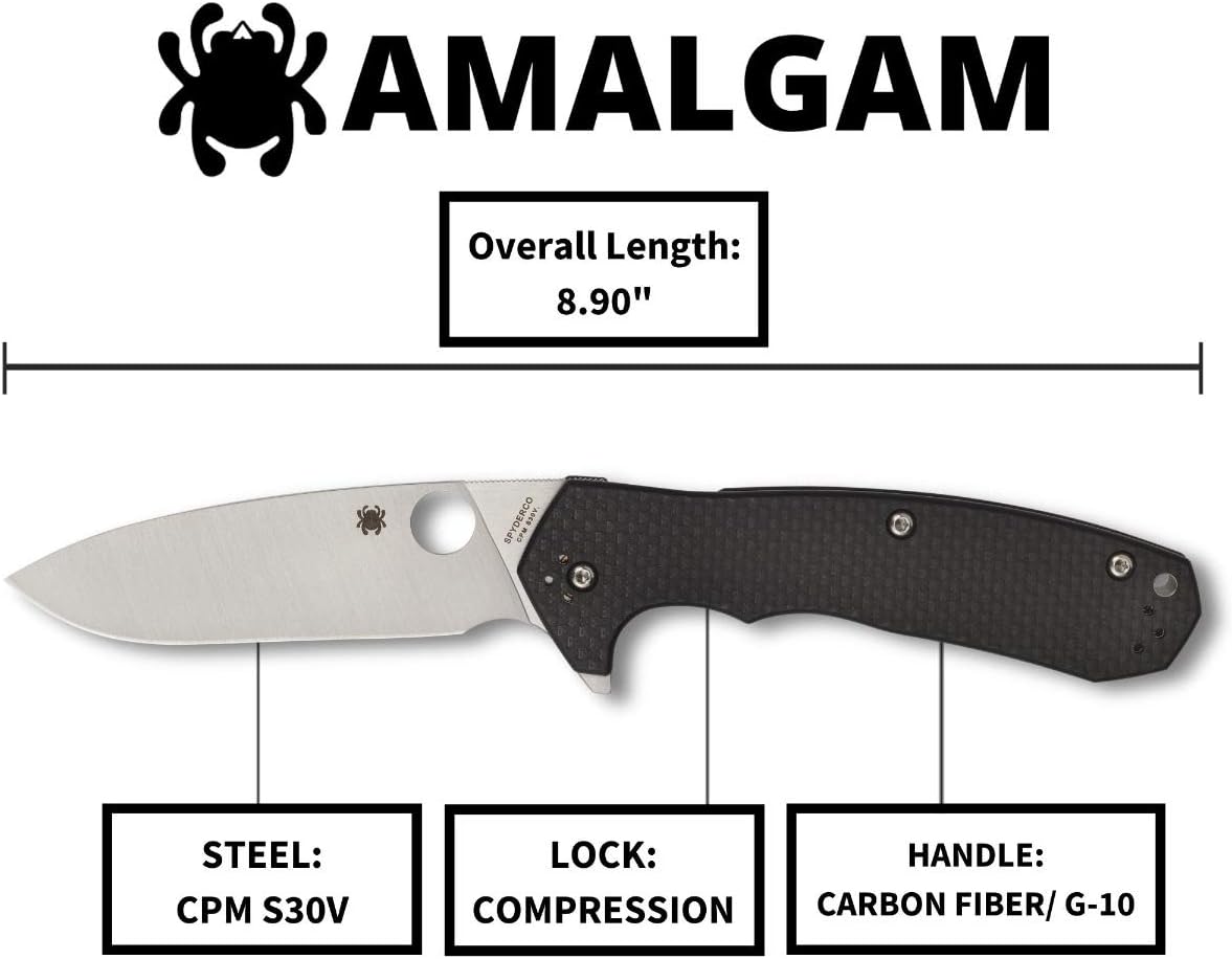 Spyderco Amalgam C234CFP CPM-S30V Blade Carbon Fiber/G10 Scales Taiwan Made Folding Knife Flipper